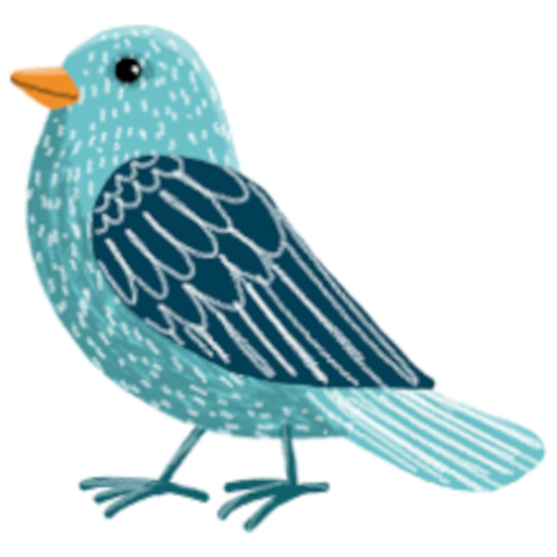 a little blue cartoon bird